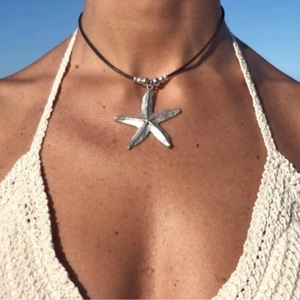 Vintage Starfish Silver Boho Necklace